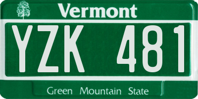 VT license plate YZK481