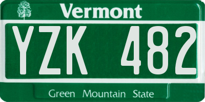 VT license plate YZK482