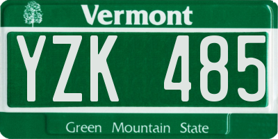 VT license plate YZK485