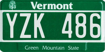 VT license plate YZK486