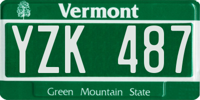 VT license plate YZK487