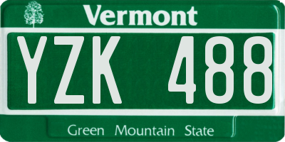 VT license plate YZK488