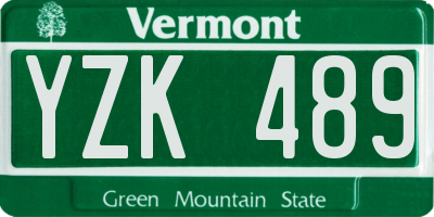 VT license plate YZK489