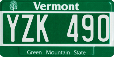 VT license plate YZK490