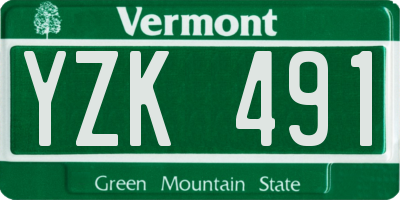 VT license plate YZK491