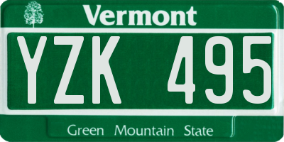 VT license plate YZK495