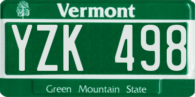 VT license plate YZK498
