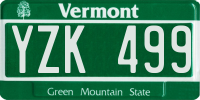 VT license plate YZK499