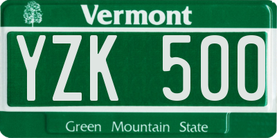 VT license plate YZK500