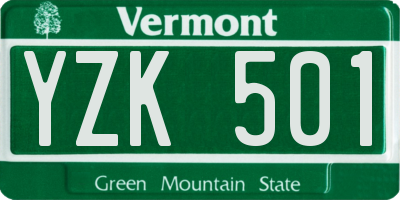 VT license plate YZK501