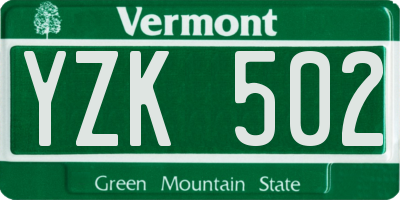 VT license plate YZK502