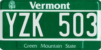 VT license plate YZK503