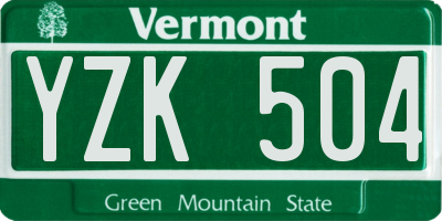 VT license plate YZK504