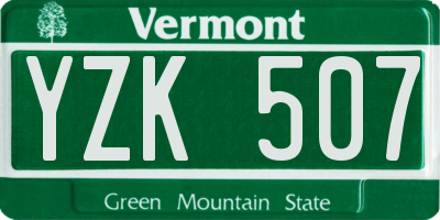 VT license plate YZK507