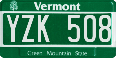 VT license plate YZK508