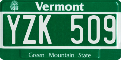 VT license plate YZK509