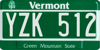 VT license plate YZK512