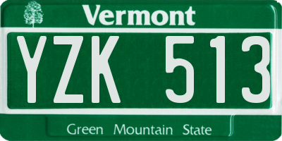 VT license plate YZK513