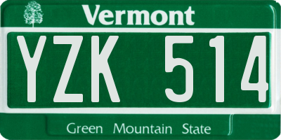 VT license plate YZK514