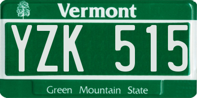 VT license plate YZK515
