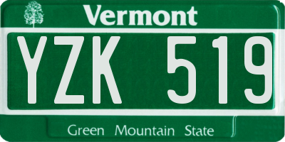 VT license plate YZK519