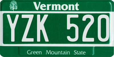 VT license plate YZK520