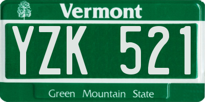 VT license plate YZK521