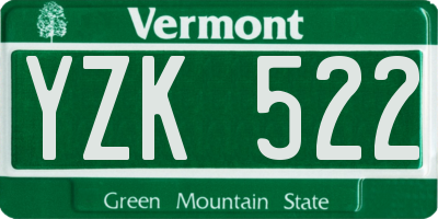 VT license plate YZK522
