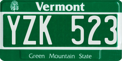 VT license plate YZK523