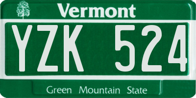 VT license plate YZK524