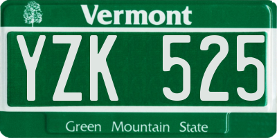 VT license plate YZK525