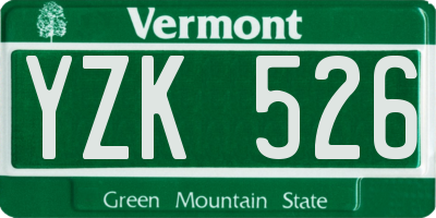 VT license plate YZK526