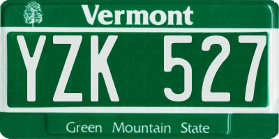 VT license plate YZK527