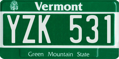 VT license plate YZK531