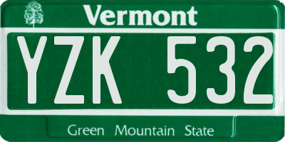 VT license plate YZK532