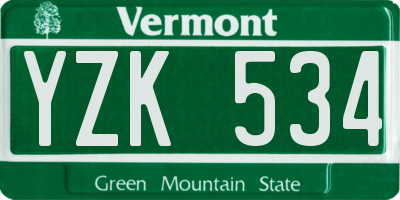 VT license plate YZK534
