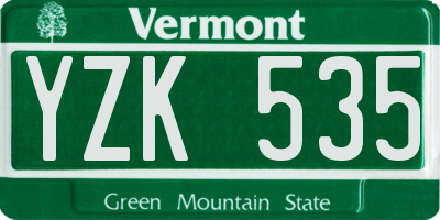VT license plate YZK535