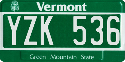 VT license plate YZK536