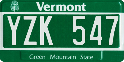 VT license plate YZK547