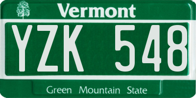 VT license plate YZK548