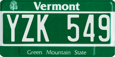 VT license plate YZK549