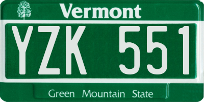 VT license plate YZK551
