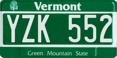 VT license plate YZK552