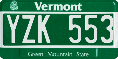 VT license plate YZK553