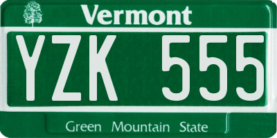 VT license plate YZK555