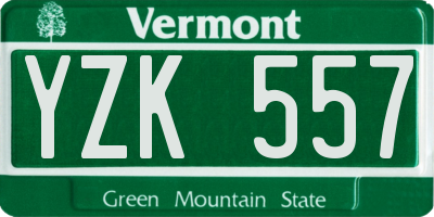 VT license plate YZK557