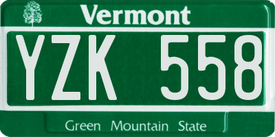 VT license plate YZK558