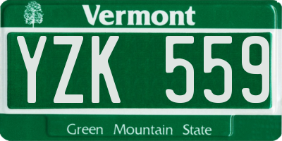 VT license plate YZK559