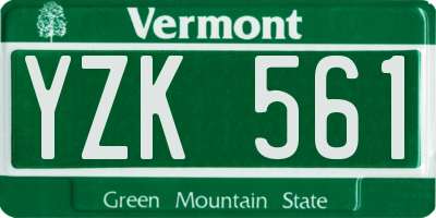 VT license plate YZK561
