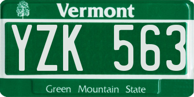 VT license plate YZK563